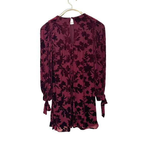 Calvin Klein Red Burnout Velvet Floral Trapeze Mini Dress 4 - Picture 6 of 7